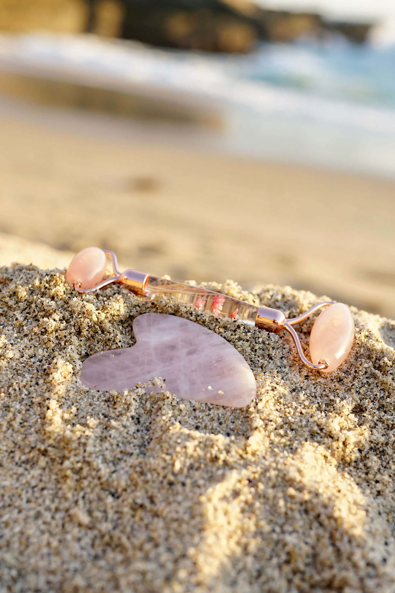 Rose Quartz Set Facial Roller & Gua Sha