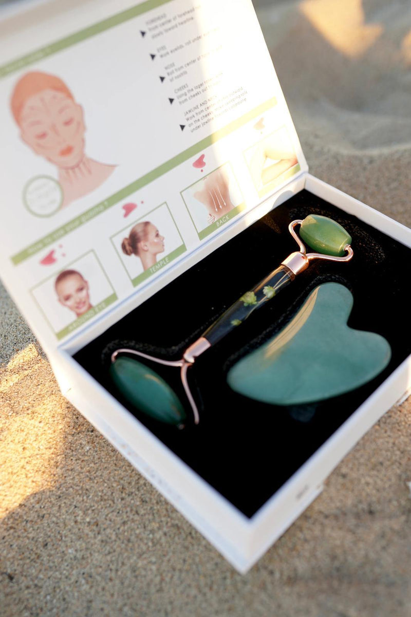 Green Aventurin Facial Roller Gua Sha - shop.greenmoon