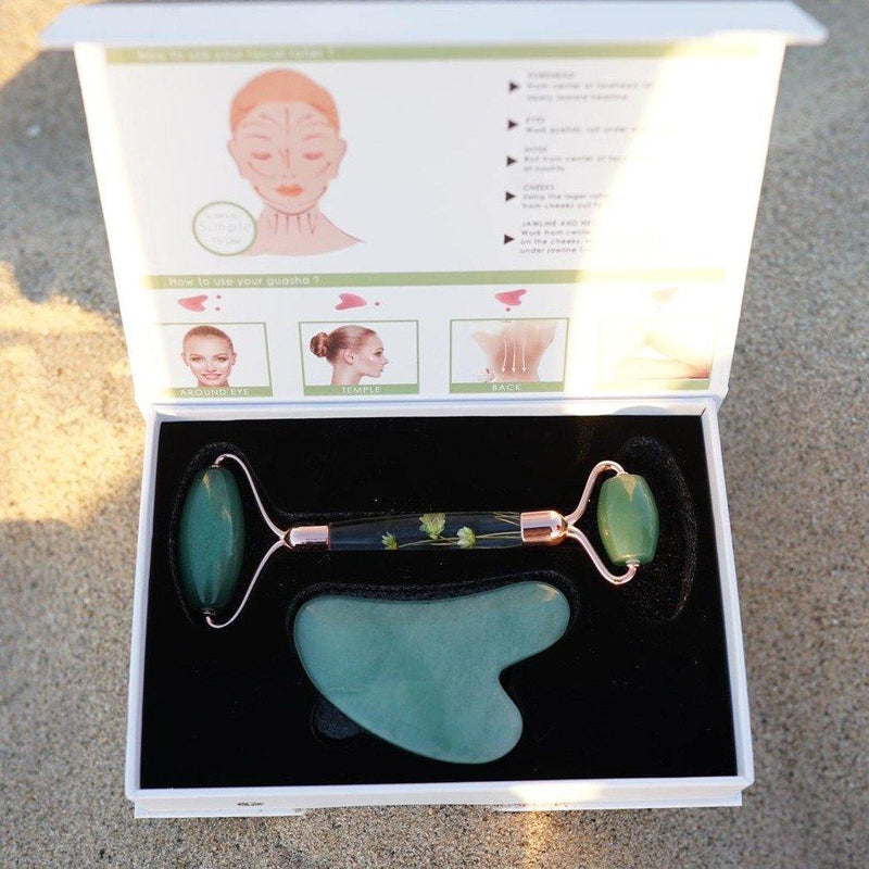 Green Aventurin Facial Roller Gua Sha - shop.greenmoon